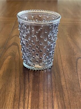 Simpatico Home Hobnail Glass Candle Holder Vase 5" Silver Clear Mercury Finish